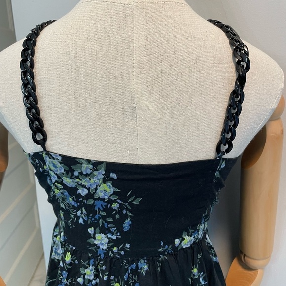 Les Reveries x Rent the Runway women’s 8 navy floral midi dress w/ chain straps - Picture 8 of 9